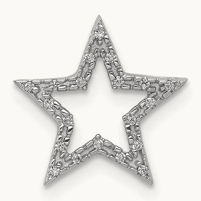 Small Diamond Star Chain Slide Pendant, 14K White Gold