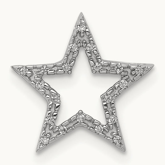 Small Diamond Star Chain Slide Pendant, 14K White Gold