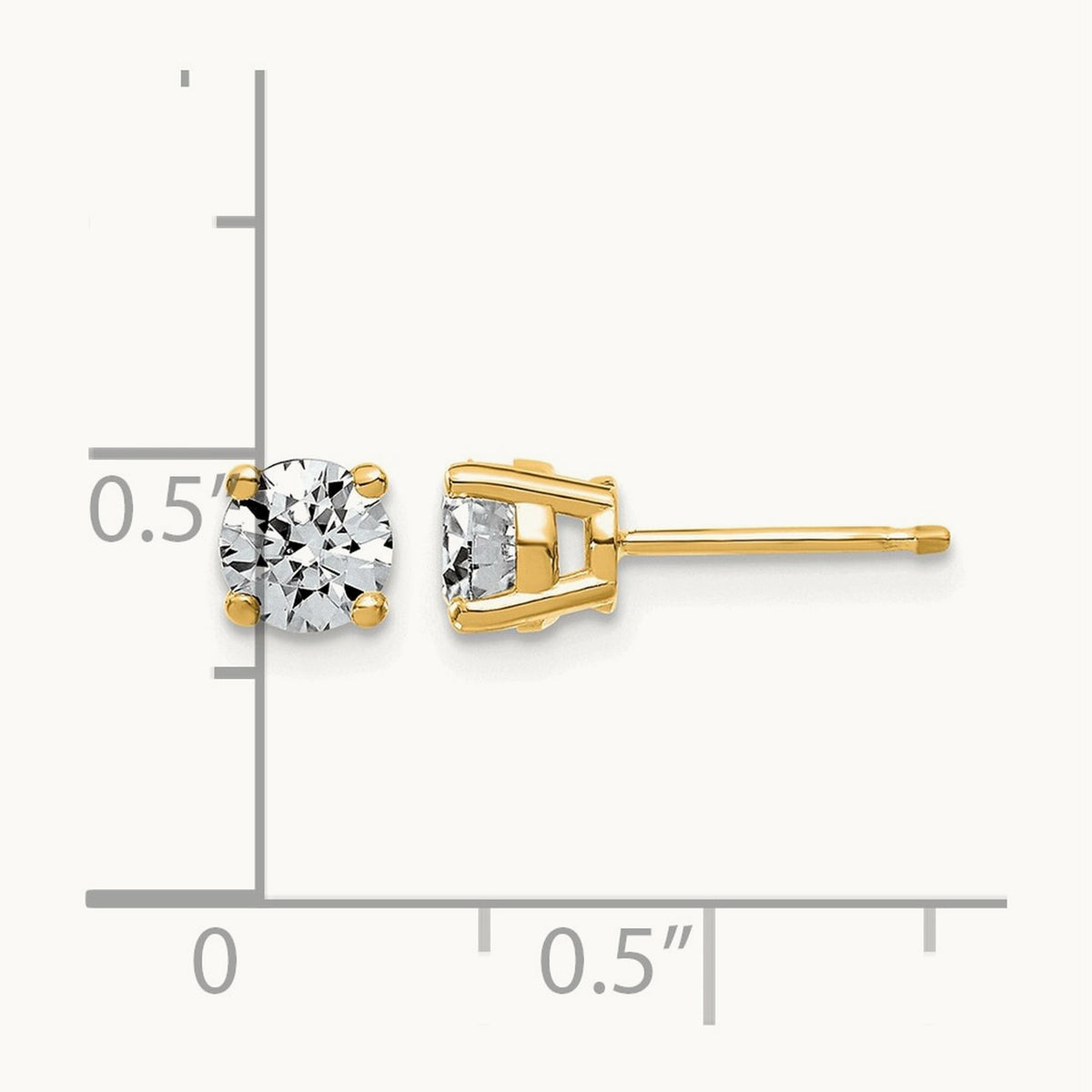 Round Angled Stud Earrings, 0.50-4.00 ct tw Lab-Grown Diamond — 7/8 ct, 14K Yellow Gold