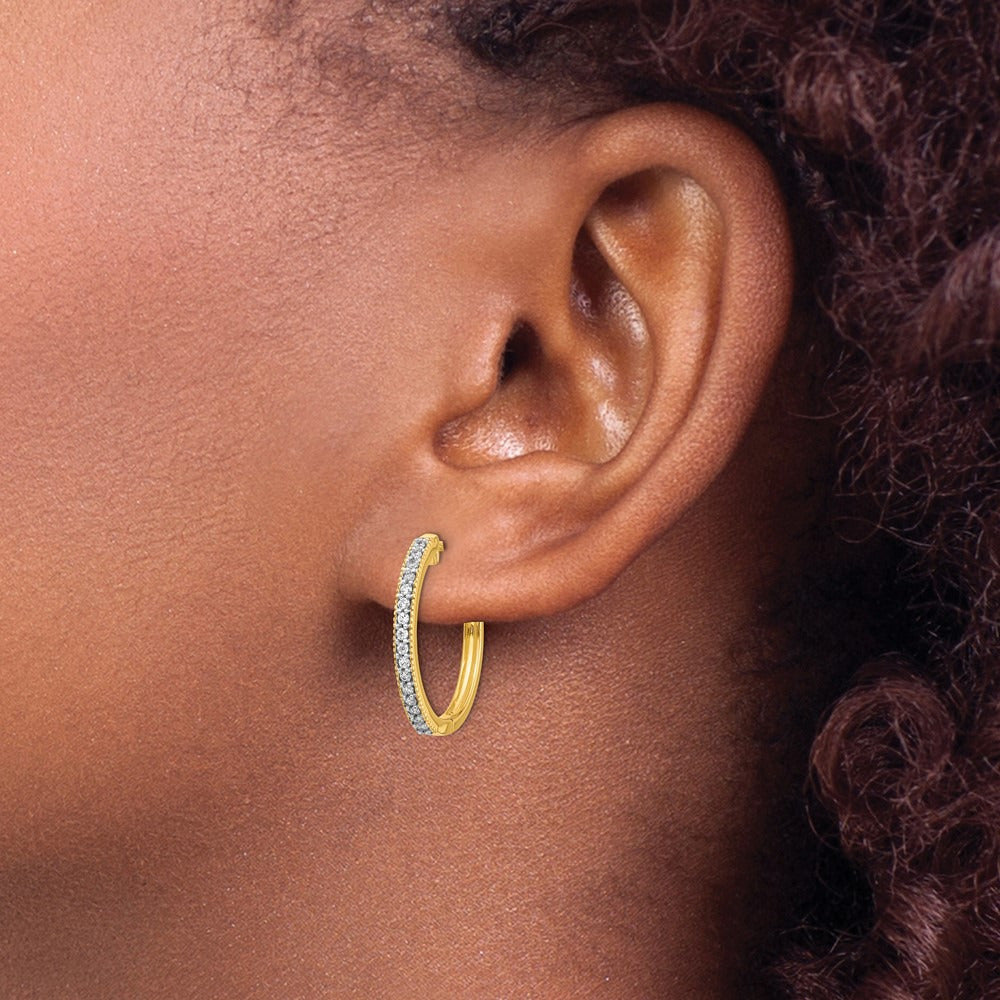 Diamond Milgrain Hinged Hoop Earrings — 14K Yellow Gold