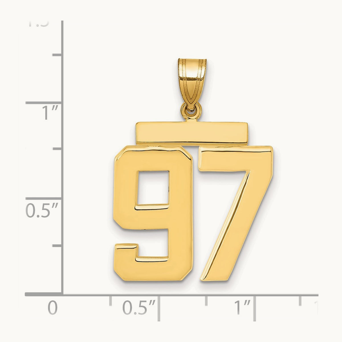 Large Polished Number 97 Charm, 14K