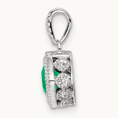 Cushion Emerald and Diamond Pendant — 14.9mm