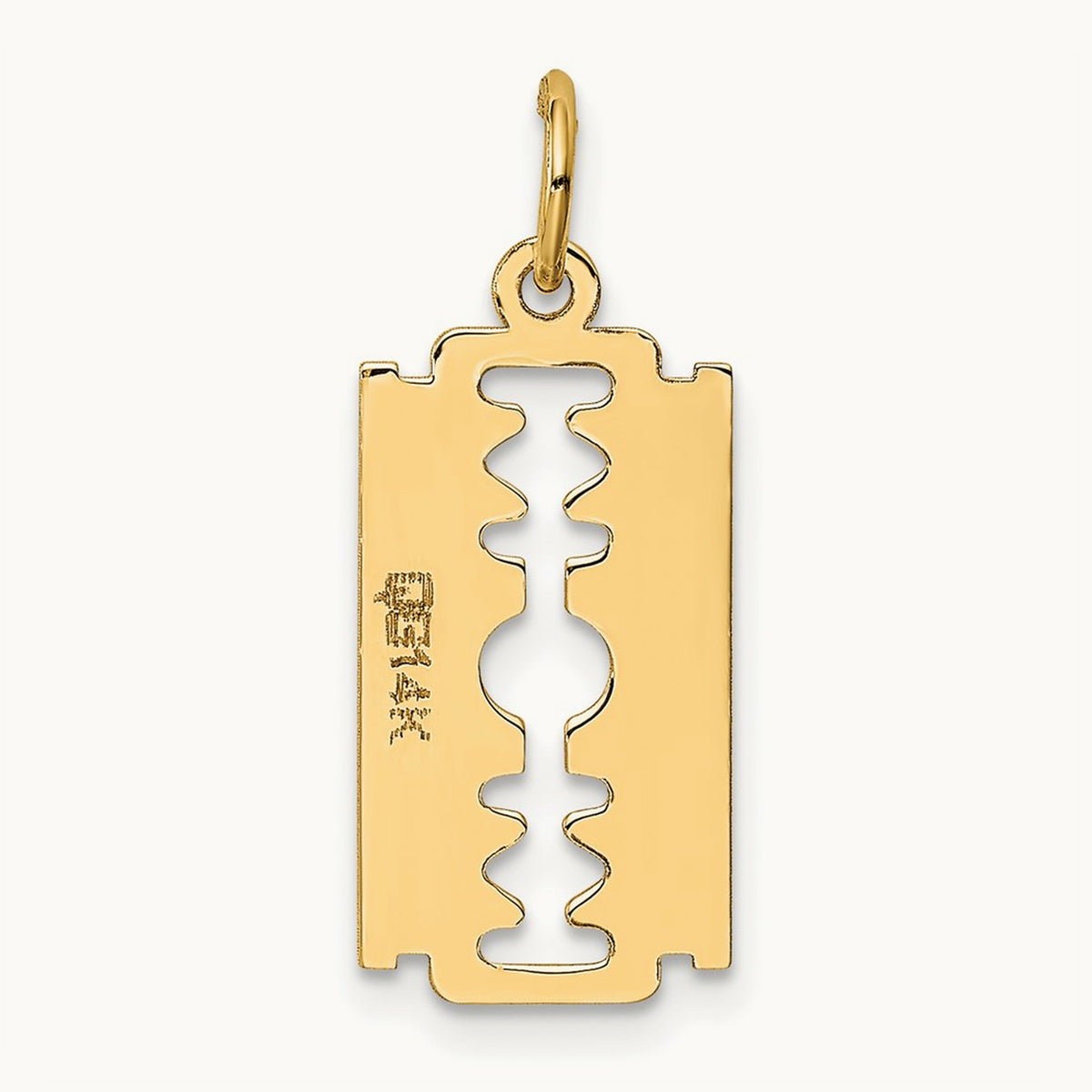 Polished Razor Blade Charm, 14K
