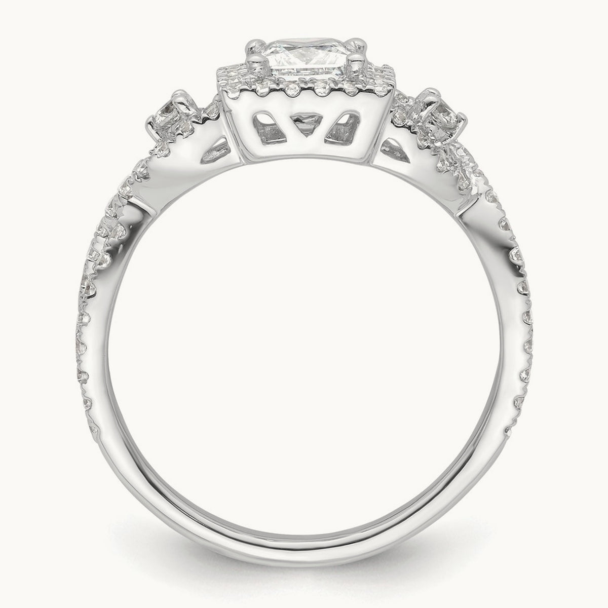 Princess Semi-Mount Halo Engagement Ring, 0.50 ct tw