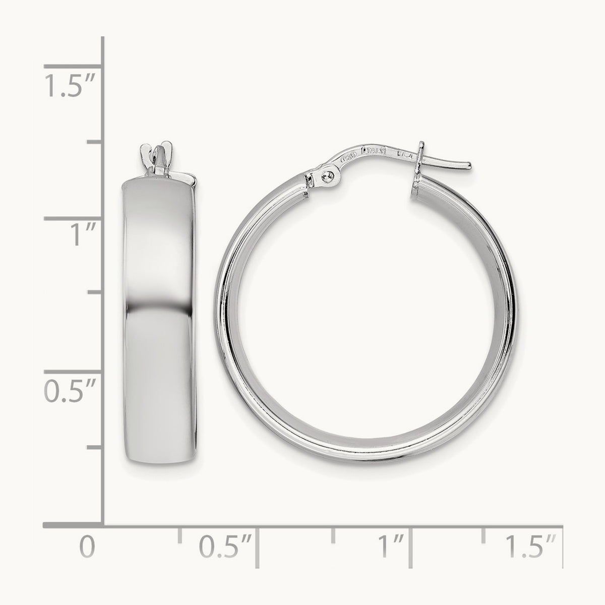 Rhod-plated Polished Hoop Earrings — 26mm
