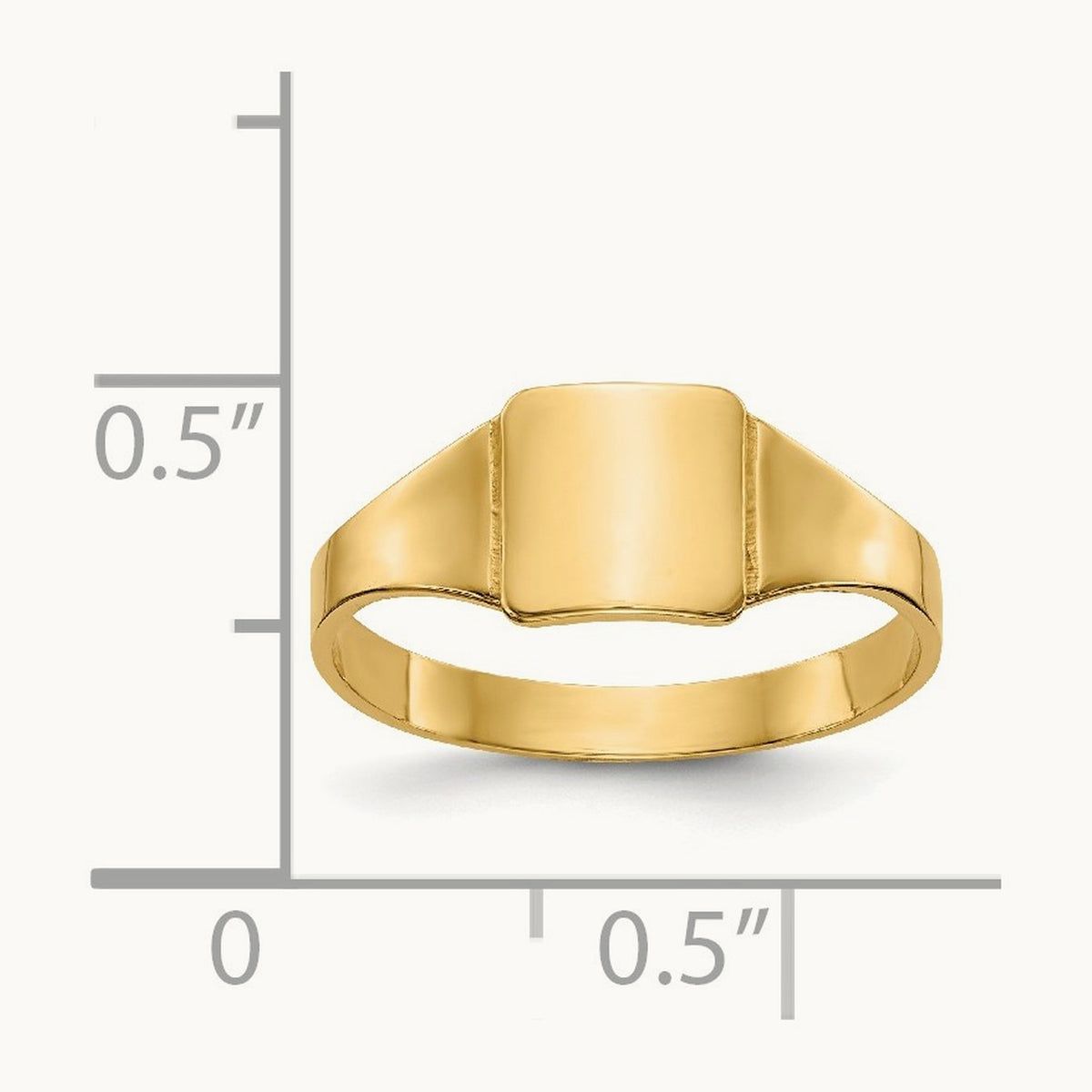 Polished Square Signet Baby Ring, 14K