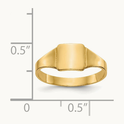Polished Square Signet Baby Ring, 14K