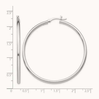 Rhodium-plated Polished Hinged Hoop Earrings, Sterling Silver — Leslie's