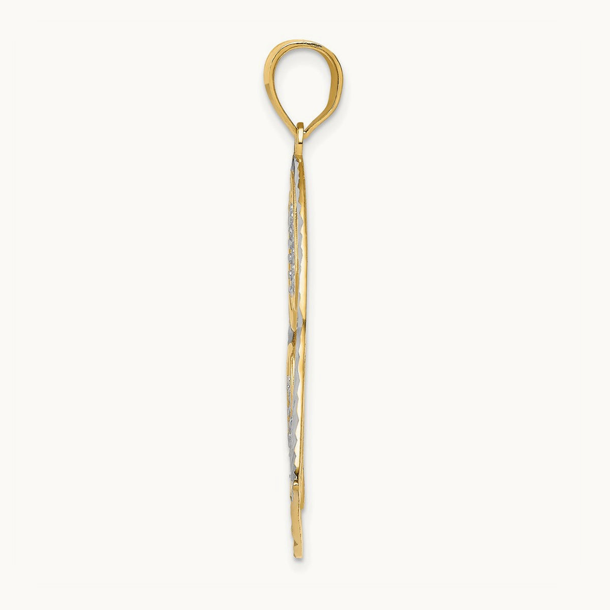 w/ Rhodium Polished Hearts Inside Heart Pendant, 14K
