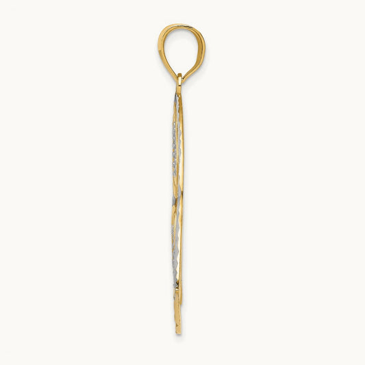 w/ Rhodium Polished Hearts Inside Heart Pendant, 14K