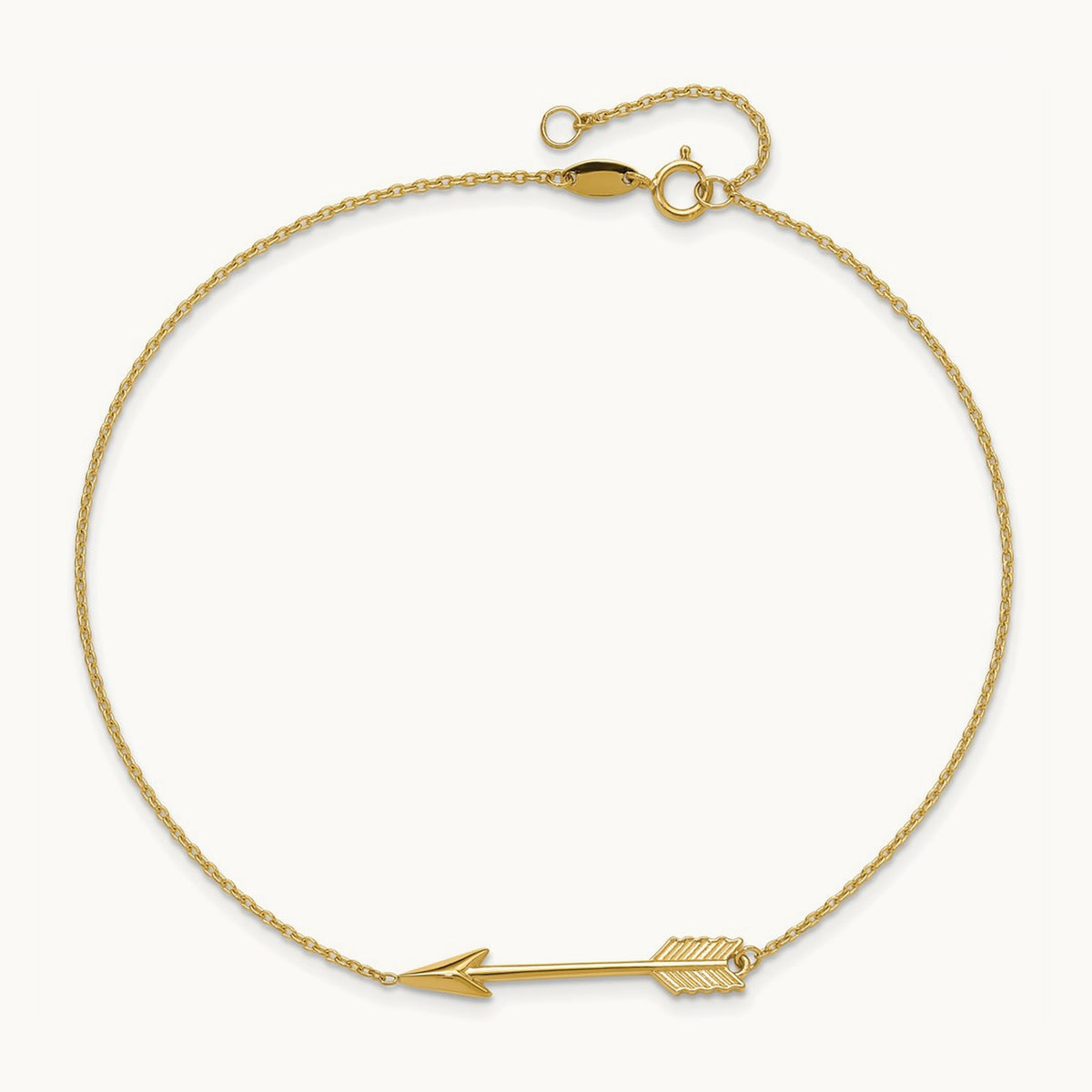 Polished Arrow 10in Plus 1in ext. Anklet, 14K