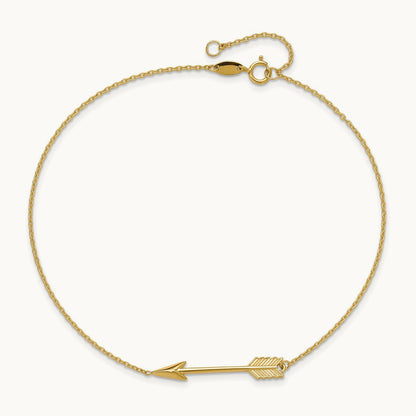 Polished Arrow 10in Plus 1in ext. Anklet, 14K