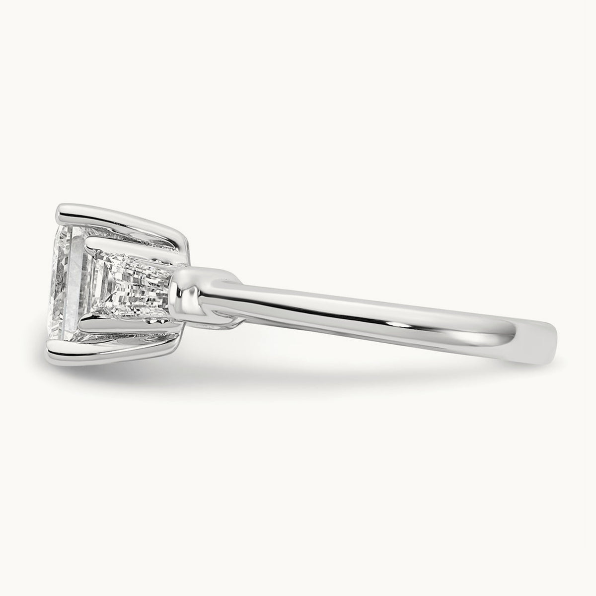 Princess & Baguette Engagement Ring — 14K White Gold, 2 5/8 ct, 7