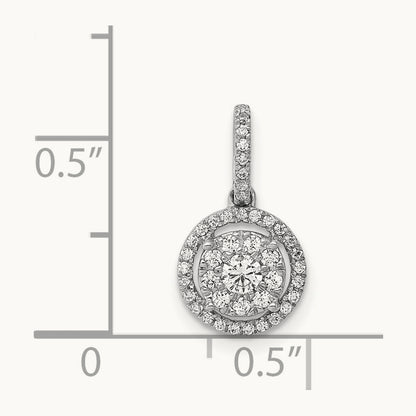 1/4ct. Diamond Round Halo Cluster Pendant, 14K White Gold