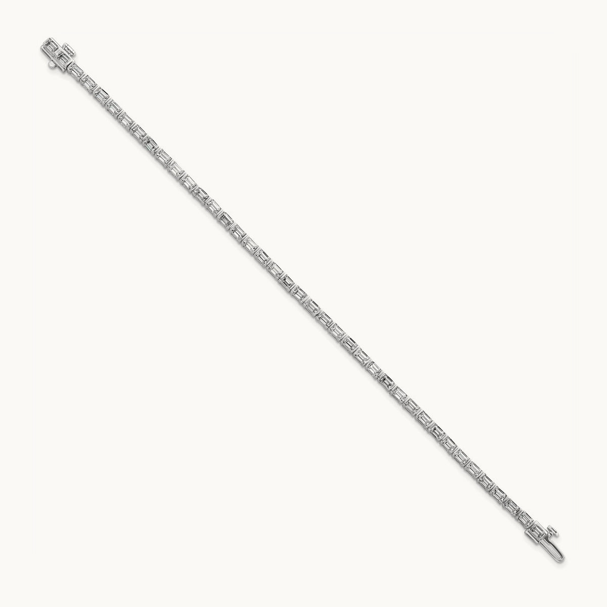 Emerald Bezel Tennis Bracelet, 4.75 ct tw Lab-Grown Diamond — 14K White Gold