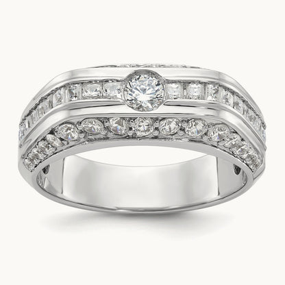 IBGoodman Men's Polished Diamond Ring, 14K White Gold