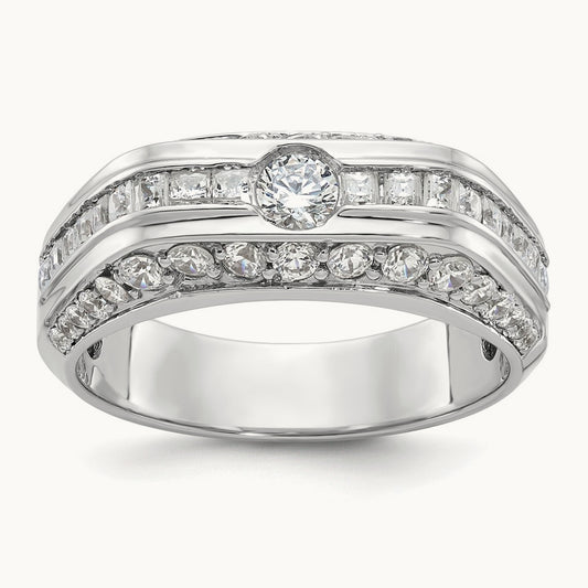 IBGoodman Men's Polished Diamond Ring, 14K White Gold