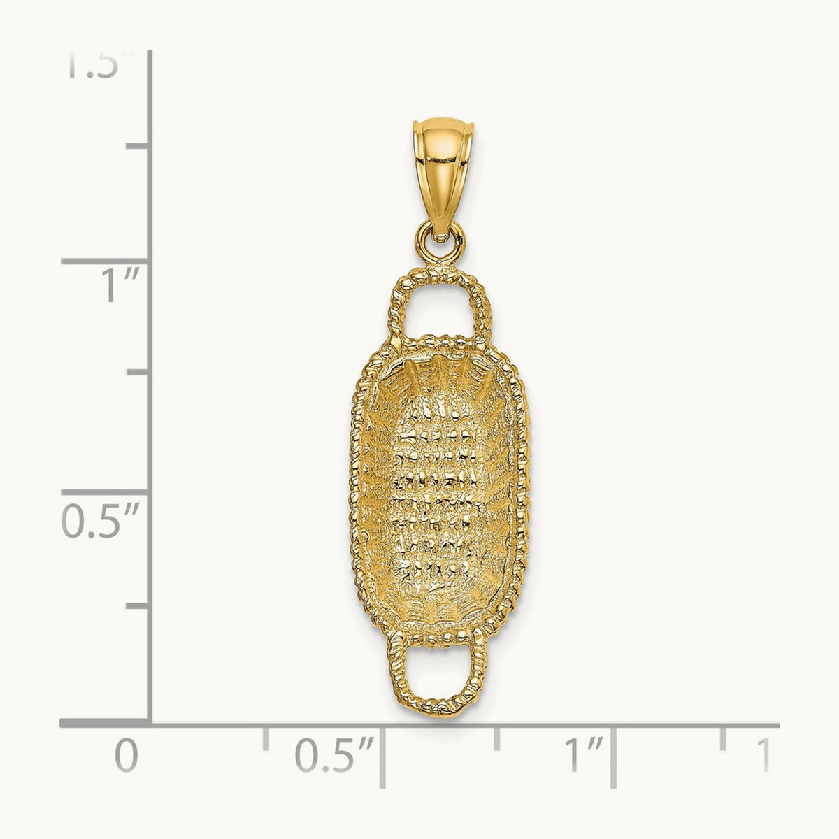 3-D 2 Handles Rectangular Basket Charm, 14K