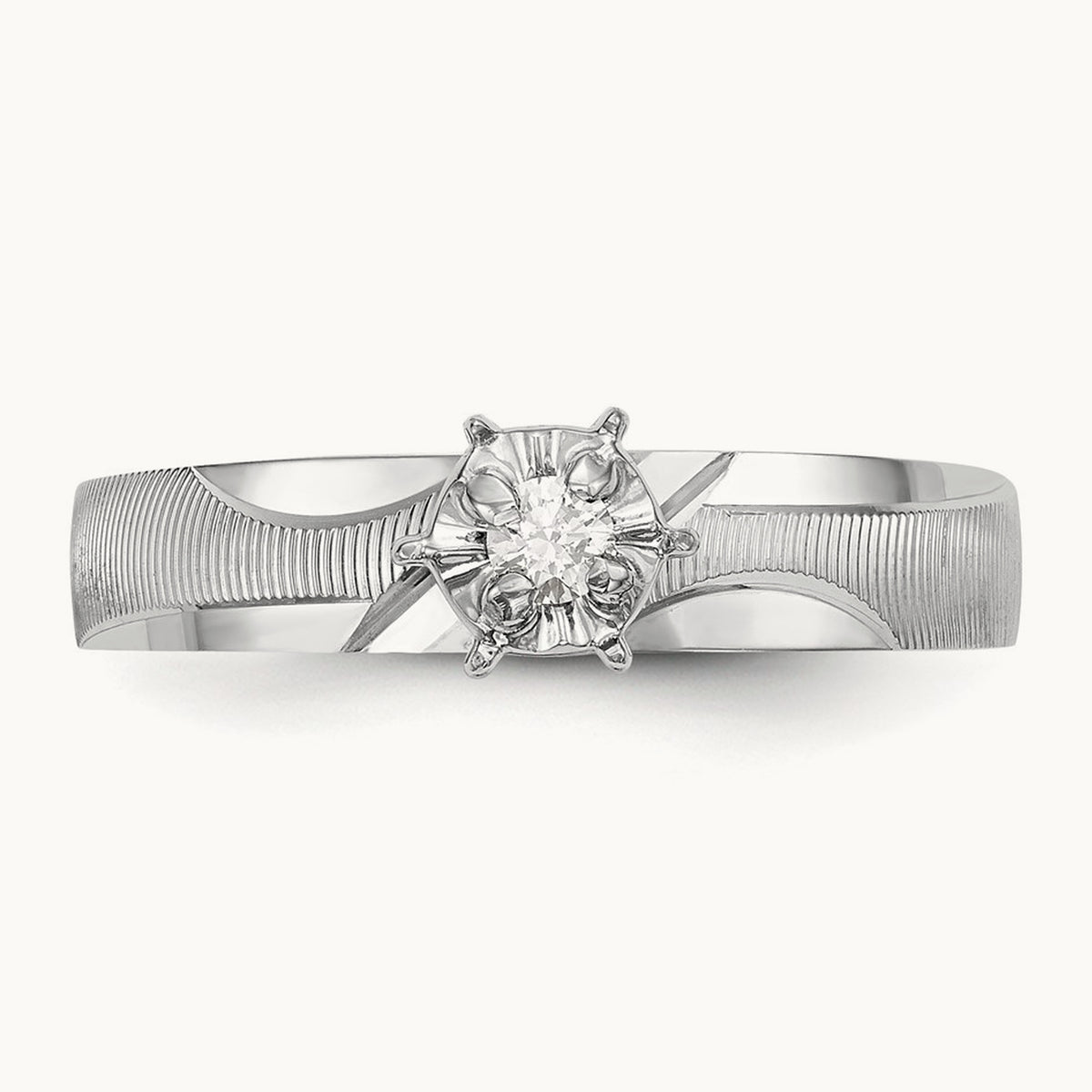 AA Quality Trio Complete Engagement Ring, 14K White Gold