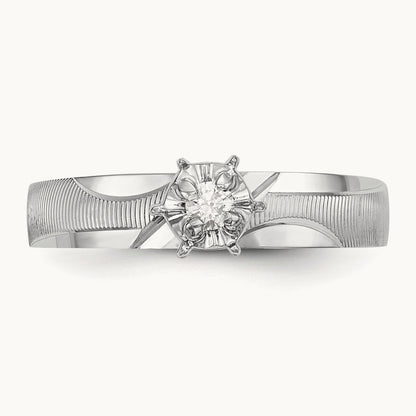 AA Quality Trio Complete Engagement Ring, 14K White Gold