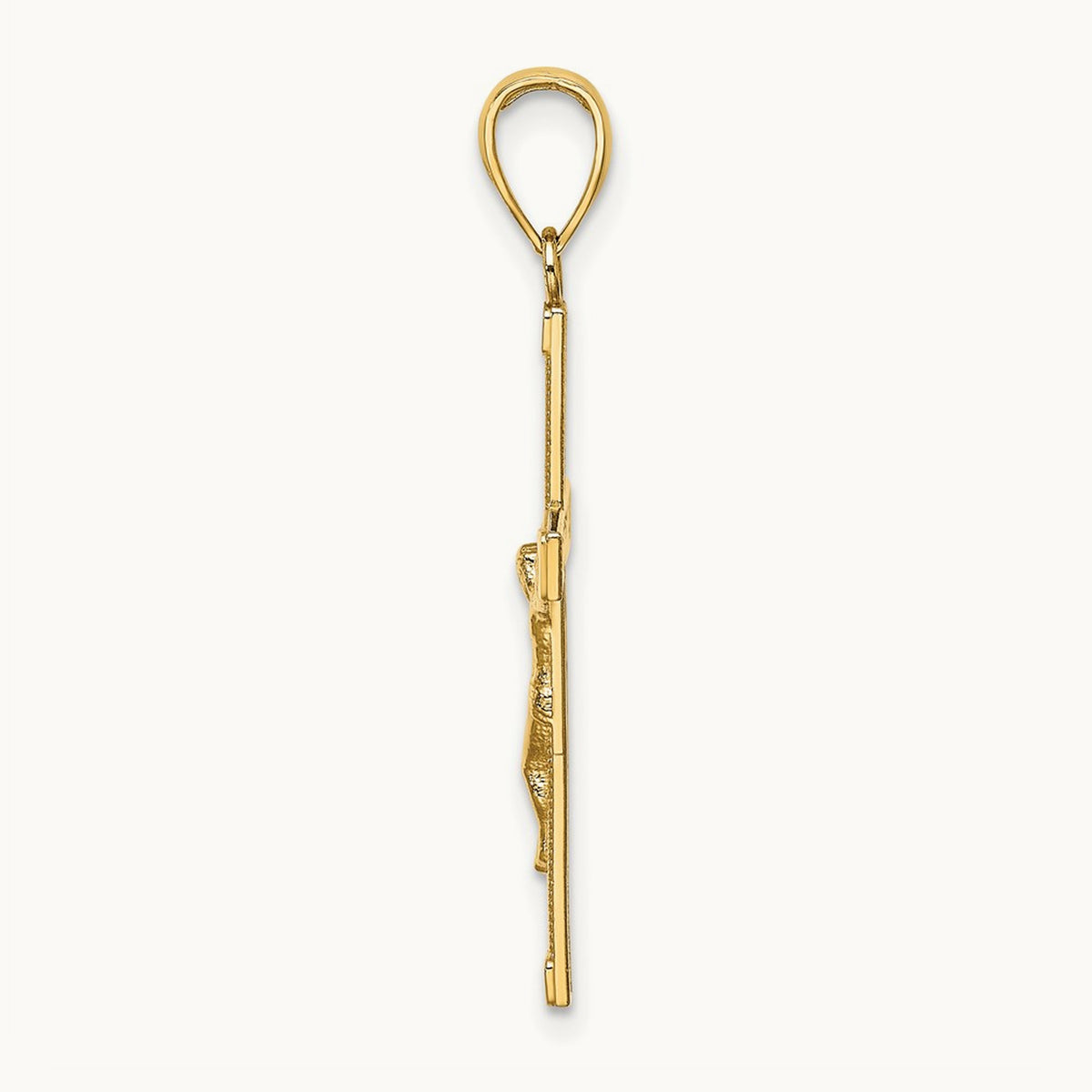Polished and Textured Crucifix Charm, 14K