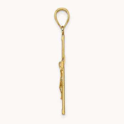 Polished and Textured Crucifix Charm, 14K
