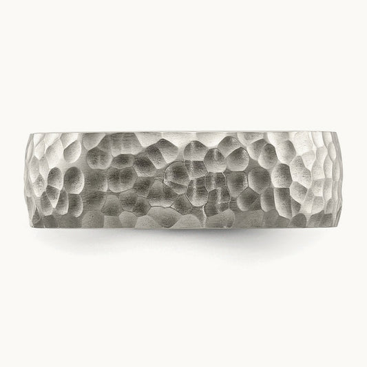 Brushed and Polished Hammered Band, 7.5mm, Stainless Steel