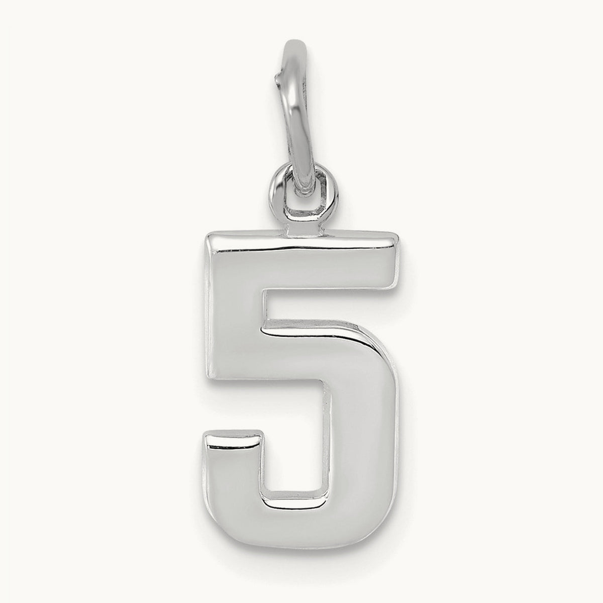 Small Polished Number 5 Charm — 14K White Gold