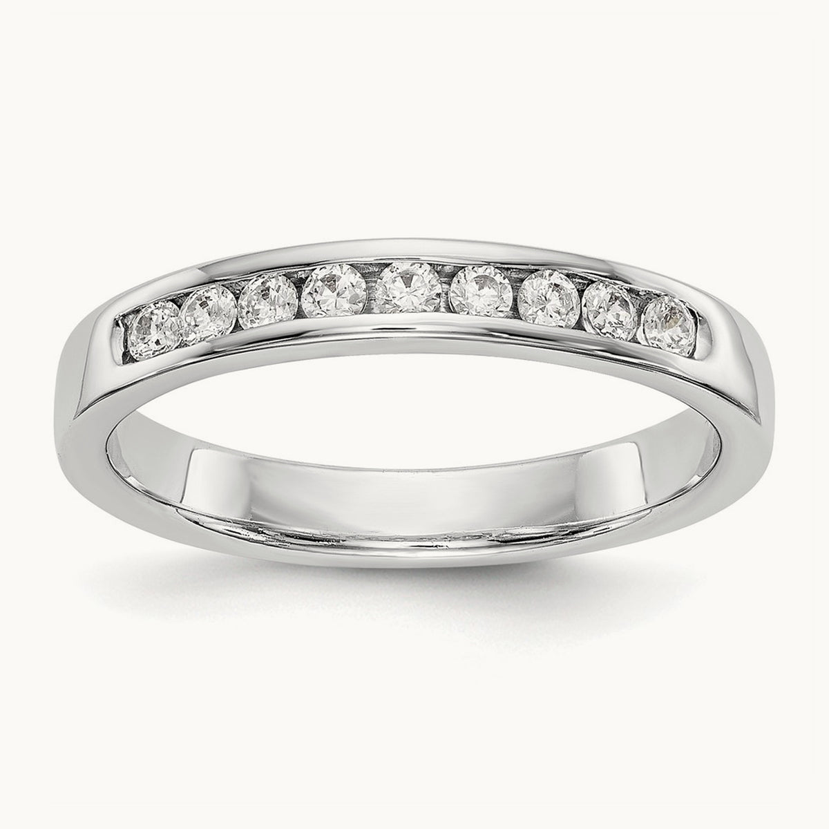 9- Stone Closed Channel Band Mounting, 2mm, 14K White Gold