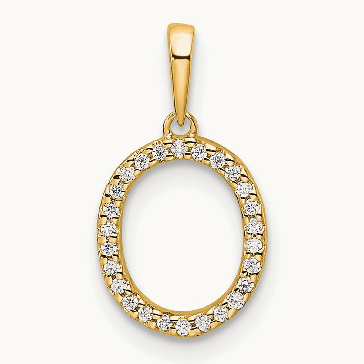 Diamond Letter O Initial Pendant, 14K