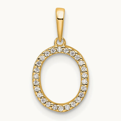 Diamond Letter O Initial Pendant, 14K
