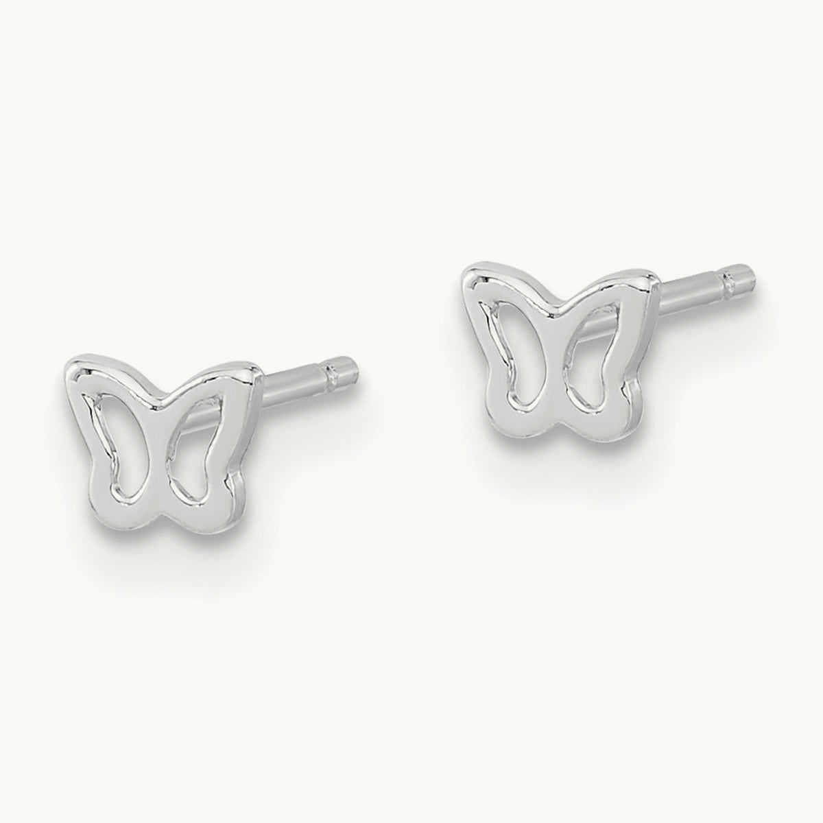 Butterfly Post Earrings — 14K White Gold, 3.7mm