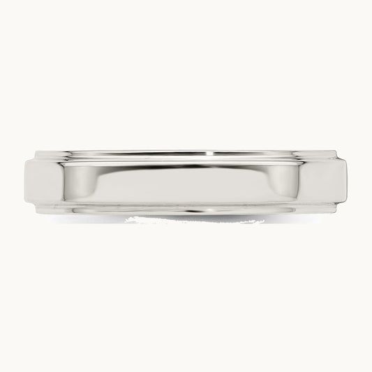 Sterling Silver 4mm Flat with Step Edge Band
