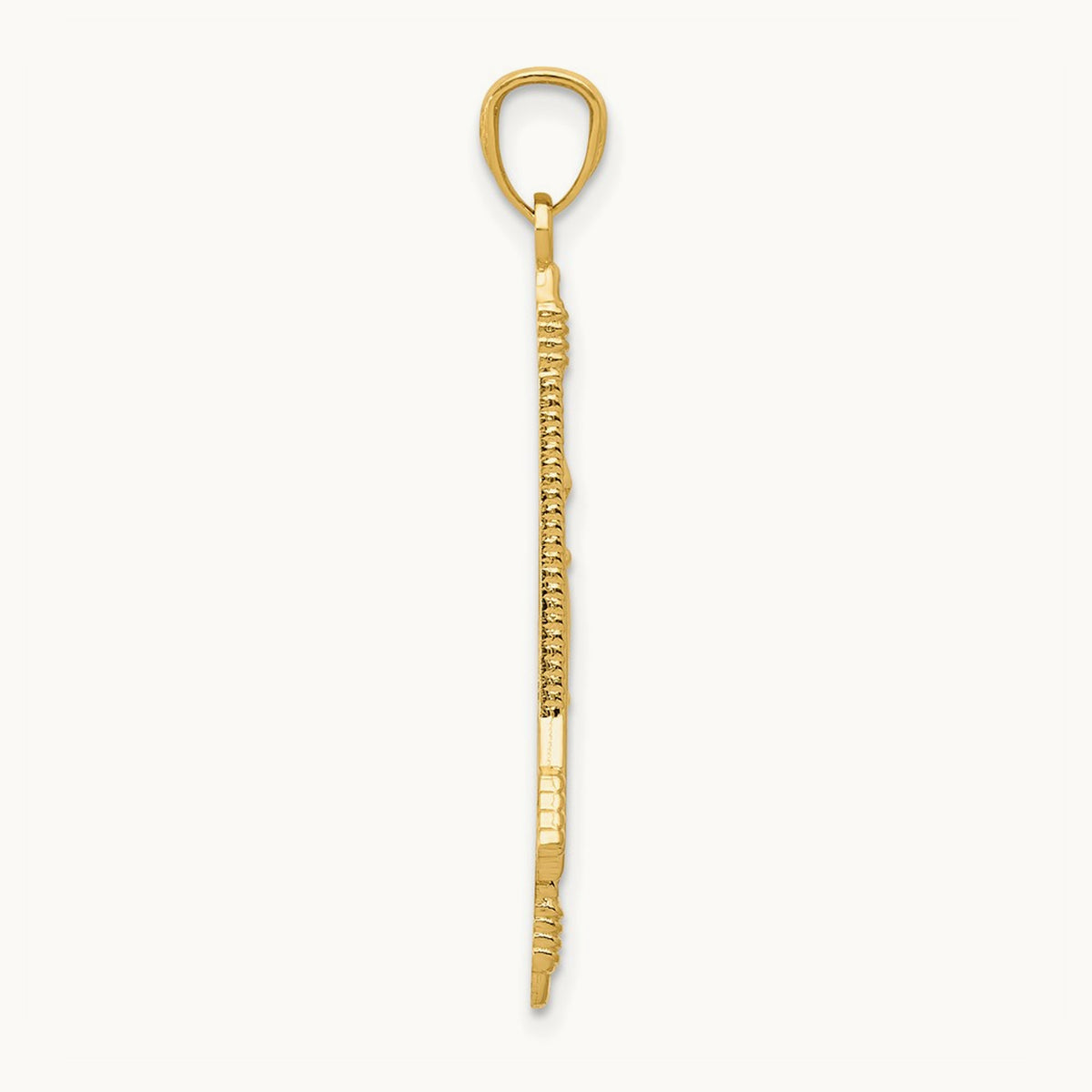 Polished and Textured Bow and Arrow Pendant — 14K Yellow Gold