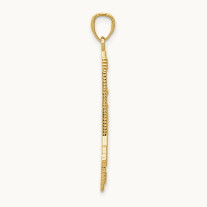 Polished and Textured Bow and Arrow Pendant — 14K Yellow Gold