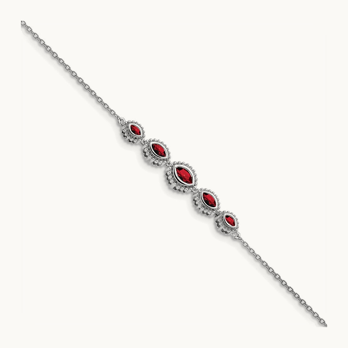 Marquise Garnet Bracelet — 14K White Gold