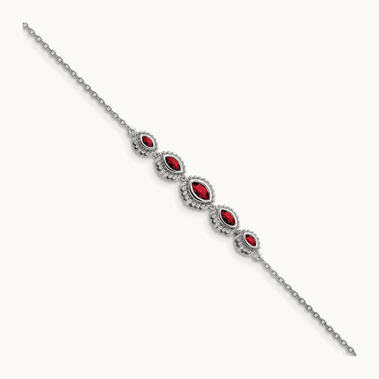 Marquise Garnet Bracelet — 14K White Gold