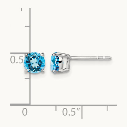 Round Blue Topaz Earrings — 5.2mm