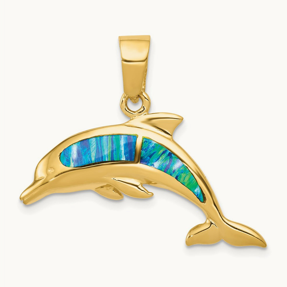 Lab Created Opal Dolphin Pendant — 29mm