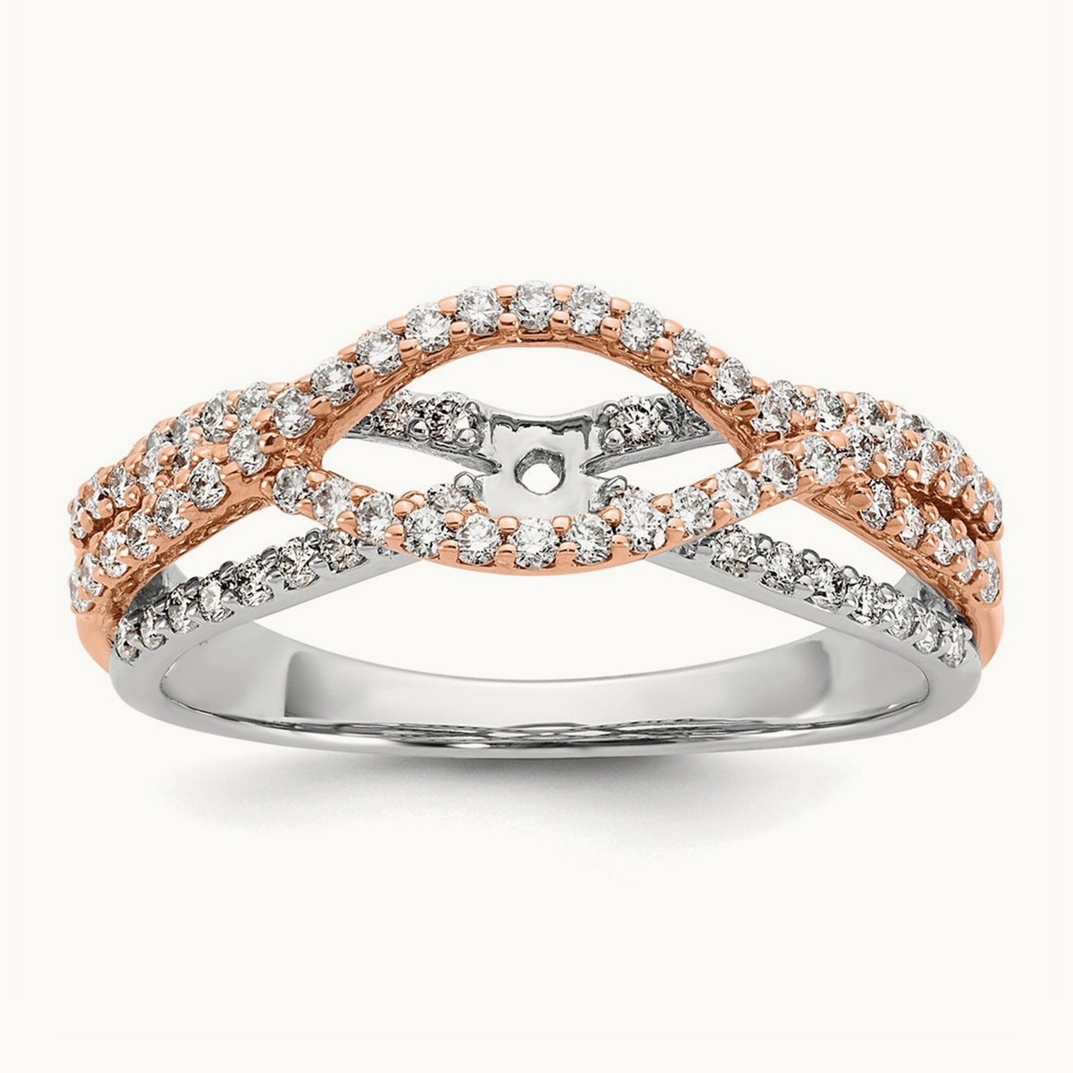 And Rose Gold Peg Set Semi-Mount Engagement Ring, 0.50 ct tw