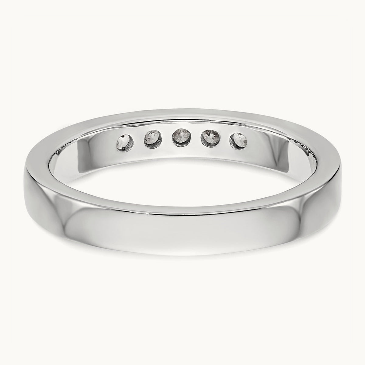 5-Stone Diamond Channel Band, 14K White Gold