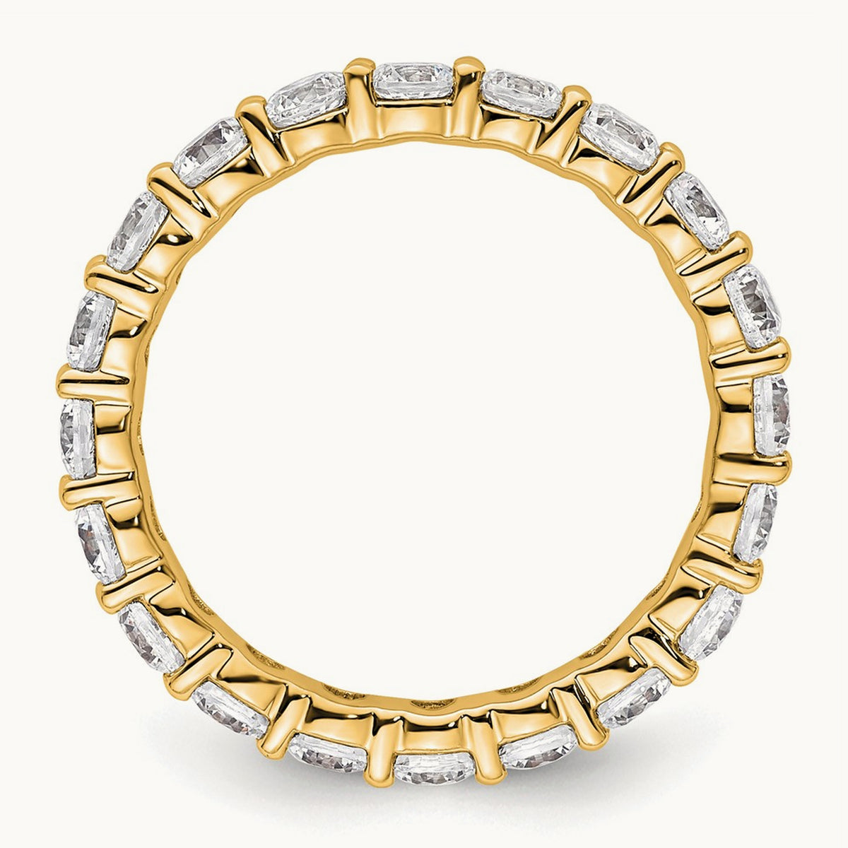 Polished Shared Prong Diamond Eternity Band — 14K Yellow Gold, 1.86 ct