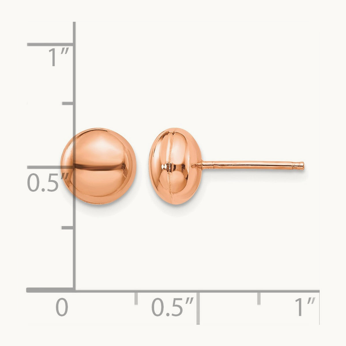 Polished Button Post Earrings — 14K Rose Gold, 8mm