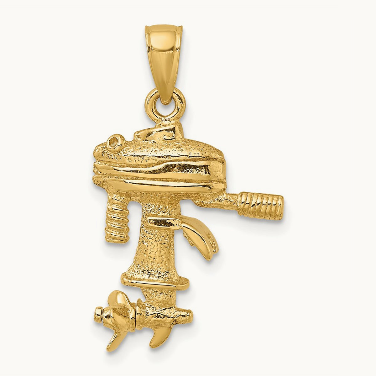 3-D Moveable Boat Engine Charm, 14K