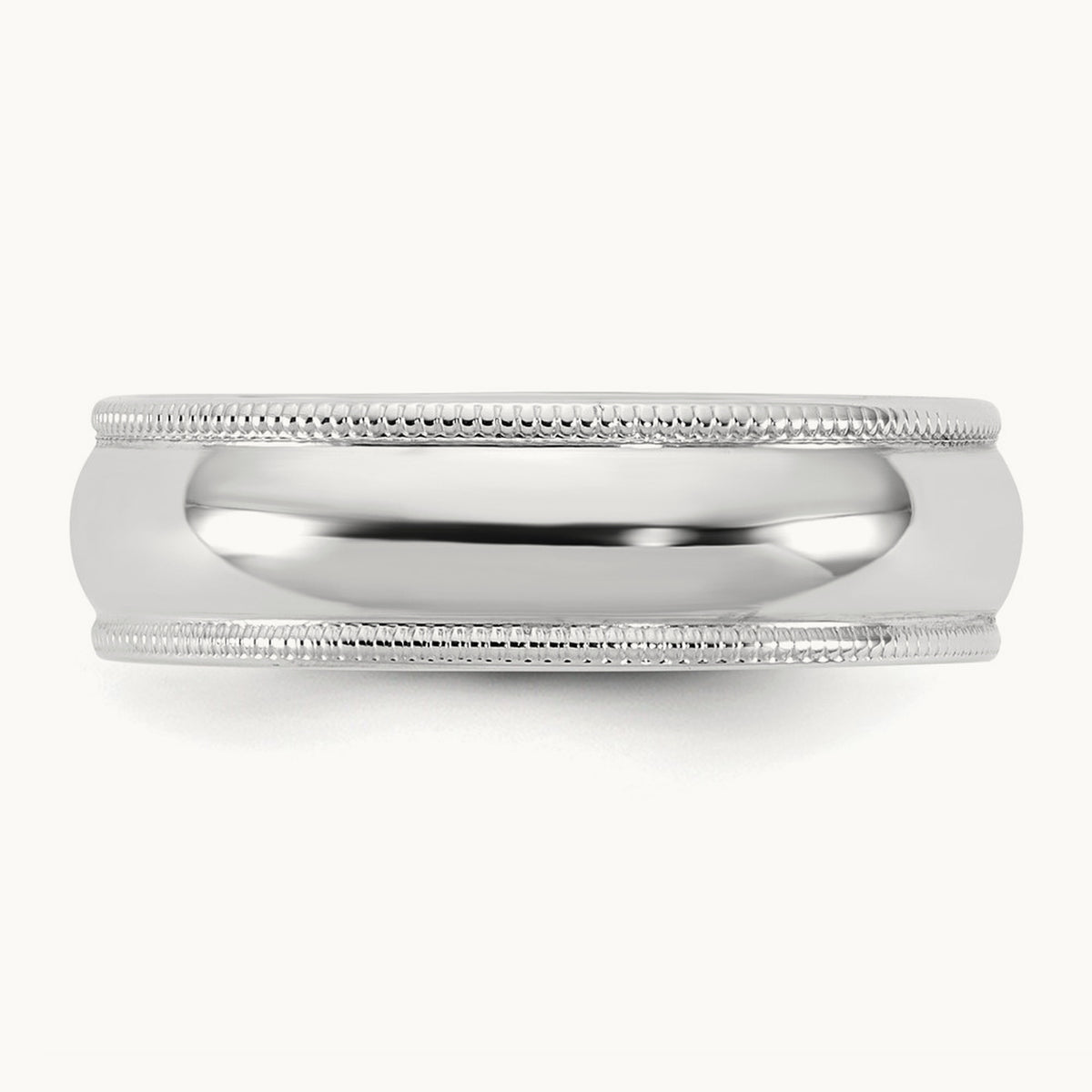Lightweight Milgrain Half Round Band — 14K White Gold, 5.5mm