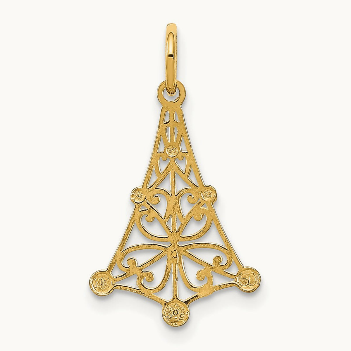 w/Rhodium D/C Chandellier Charm, 14K
