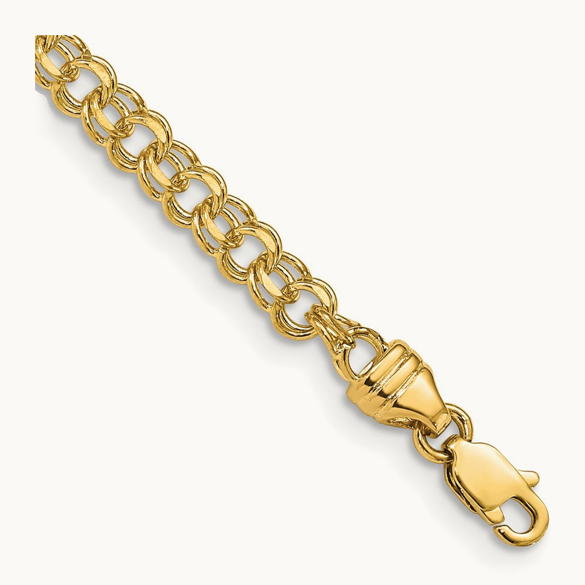 7in Solid Double Link Charm Bracelet — 14K Yellow Gold, 3.75mm