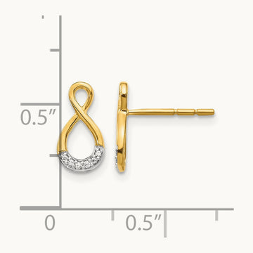 Diamond Twisted Post Earrings, 14K with Rhodium