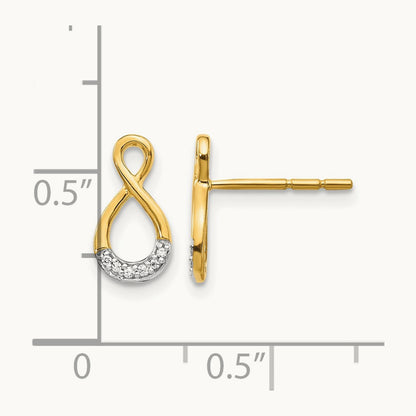 Diamond Twisted Post Earrings, 14K with Rhodium