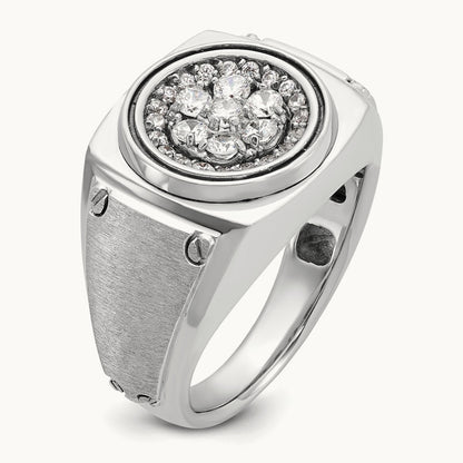 IBGoodman Men's Polished & Satin Diamond Round Cluster Ring, 14K White Gold